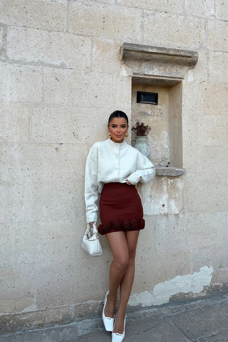 Gaiia Rose Detailed High Waist Mini Skirt - GAIIA